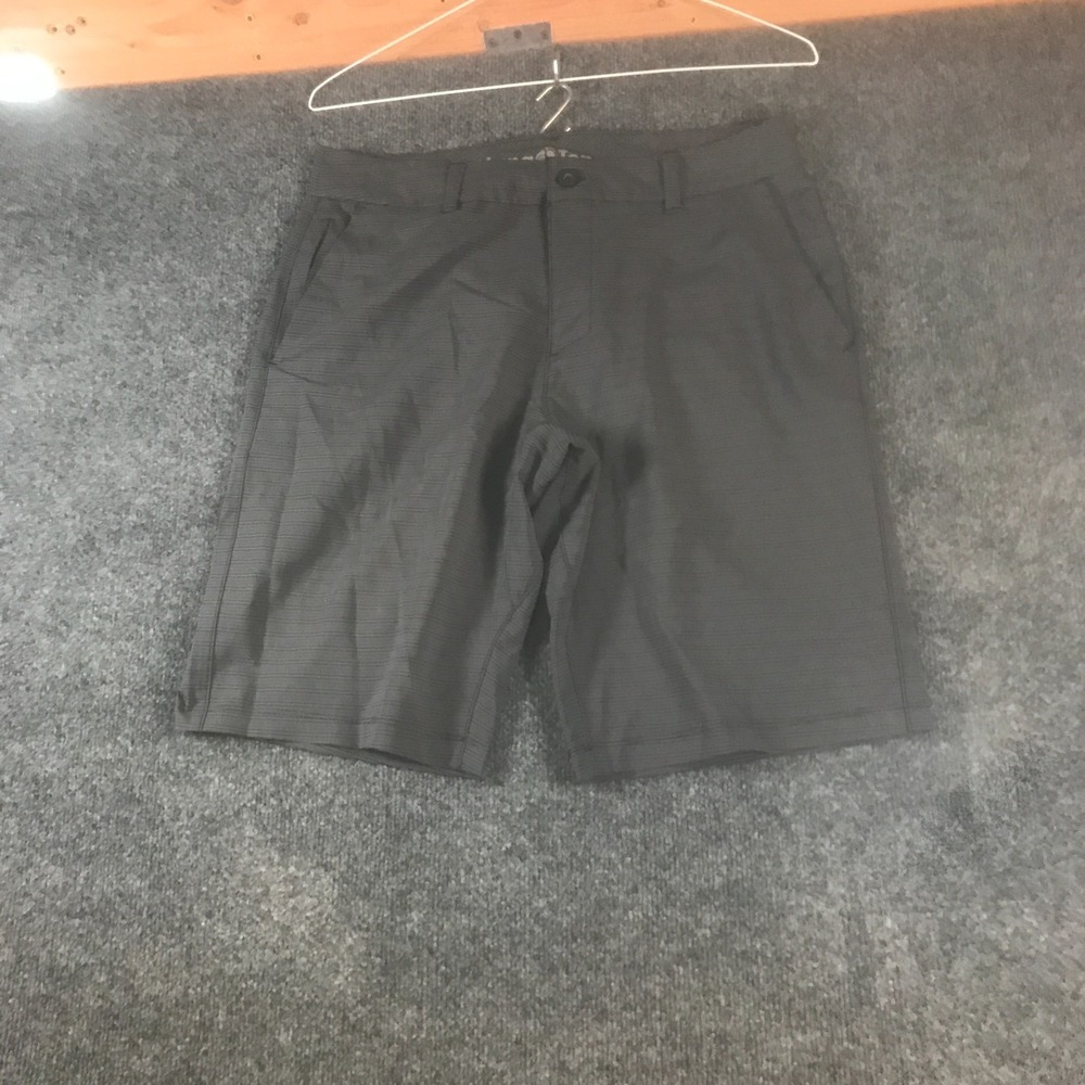 Hang Ten Chino Shorts Men 32 Gray Striped Stretch Mid Rise Quick Dry Performance